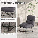Poltrona Imbottita 61x68x83,5 cm in Tessuto Grigio Scuro