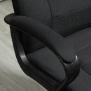 Sedia da Ufficio Ergonomica Basculante e Imbottita 62x76x110-119 cm in Poliestere Effetto Lino Nero  