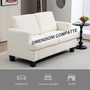 Divano 2 Posti Moderno 138x70x80 cm con Cuscini Rimovibili e Lavabili in Ciniglia Bianco Crema  