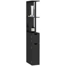 Mobile a Colonna da Bagno Salvaspazio 2 Ripiani e 2 Armadietti 15,2x29,8x118 cm Nero e Oro 
