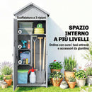 Armadio da Esterno 77x52,5x178 cm Armadio con Banco Lavoro Ribaltabile in Legno Grigio      