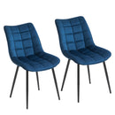 Set 2 Sedie Imbottite 46x58,5x85,5 cm in Tessuto Vellutato Blu