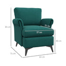 Poltrona Imbottita 63x71x83 cm in Tessuto Effetto Lino Verde