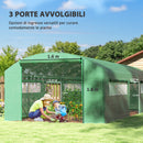 Serra a Tunnel 594x300x200 cm con 3 Porte Avvolgibili e 6 Finestre in Acciaio Zincato e PE Verde  