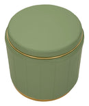 Puff con Contenitore London Verde Ø46,5x44 cm in Pino e MDF e Spugna e Metallo e PU      