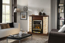 Camino Elettrico da Pavimento 90,3x98x30 cm Effetto Fiamma 2000W Rock & Meridian Noce