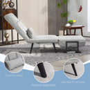 Poltrona Letto 3 in 1 Schienale Reclinabile in Finta Pelle Scamosciata Grigio Chiaro   