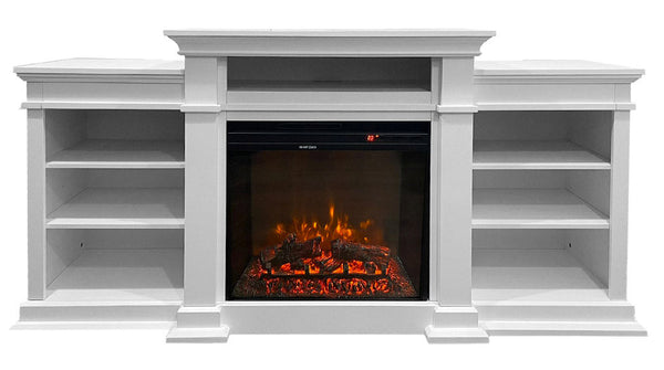 prezzo Camino Elettrico da Pavimento Effetto Fiamma 179x48x85 cm 900W/1800W in Legno Bianco