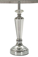Lampada da Tavolo Silvery Ø30x56 cm in Metallo e Vetro e Tessuto Argento      