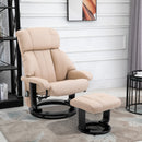 Poltrona Relax Reclinabile 76x80x102 cm Massaggiante con Pouf Poggiapiedi e Telecomando Struttura in Legno Crema      