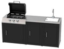 Mobile Cucina Barbecue a Gas 89x49x120 cm con 3 Fuochi in Acciaio Nero