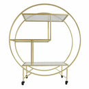 Carrello da Cocktail 3 Ripiani 94x82x37 cm in Vetro e Ferro Oro
