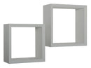 Set 2 Mensole Cubo da Parete Quadrato in Fibra di Legno Ginevra Grigio Sasso
