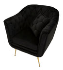Poltrona Budapest Nera con Cuscino 88x83x91 cm in Compensato e Spugna e Ferro e Poliestere Nero      