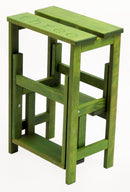 Sgabello Scaletta 60x40x46 cm in Legno Verde Oliva