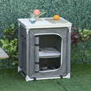 Mobile da Campeggio 2 Mensole 60x49x70 cm in Alluminio e Tessuto Oxford Grigio
