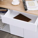 Scrivania Angolare con Libreria 140x117x76 cm con Armadietto e Cassetto color Legno e Bianco   