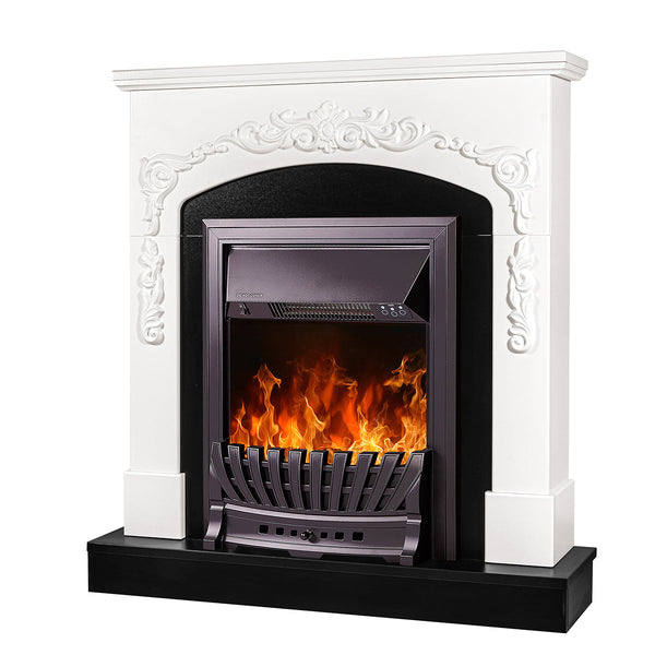 prezzo Camino Elettrico da Pavimento 97,5x90x25 cm Effetto Fiamma 2000W Casanova & Pluton Bianco/nero