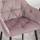 Set 2 Sedie Imbottite 59,5x55,5x83,5 cm in Velluto Rosa