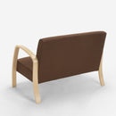 Divano 2 Posti 112x70x80 cm in Legno e Tessuto Marrone