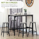 Set da Pranzo 5 Pezzi con Bancone da Bar 110x50x89,5 cm e Sgabelli in Legno e Metallo in Legno e Metallo  