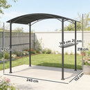 Gazebo per Barbecue 245x152x218 cm con 2 Mensole Laterali e Ganci in Acciaio e Poliestere Grigio Scuro      