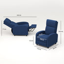 Poltrona Relax 64x86x102 cm Reclinabile Manualmente a 160° con Poggiapiedi in Tessuto Blu      