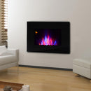 Camino Elettrico da Parete 90x56x9.5 cm 2000W Fiamma LED 7 Colori Nero 