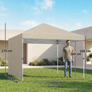 Gazebo Pieghevole Pop-Up 300x300 cm con Parete Laterale in Metallo e Tessuto Oxford Beige      