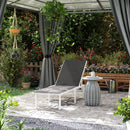 Lettino Sdraio 60x166x84 cm con Schienale Regolabile su 5 Livelli in Acciaio e Textilene Bianco e Grigio  