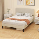 Struttura Letto 140x200 cm con Testiera Imbottita Regolabile in Altezza e Doghe in Velluto a Coste Grigio      