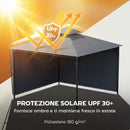Gazebo da Giardino con Tetto Estensibile 320x320x275 cm con Fori di Drenaggio in Metallo e Poliestere Grigio Scuro      