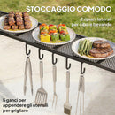 Gazebo per Barbecue 245x152x218 cm con 2 Mensole Laterali e Ganci in Acciaio e Poliestere Grigio Scuro      