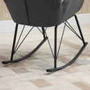 Sedia a Dondolo Imbottita 65x80x88 cm in Metallo e Tessuto Grigio
