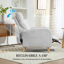Poltrona Relax Reclinabile 150° con Poggiapiedi 68x90x106 cm in Tessuto Effetto Lino Grigio Chiaro 