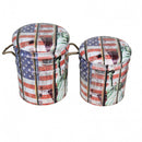 Set 2 Pouf Contenitore Tondo in MDF Usa