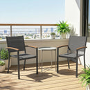 Set 2 Sedie da Giardino 56x62x89 cm con Braccioli Effetto Legno in Texteline e Metallo Grigio      