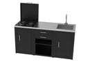Composizione 3 Moduli Cucina BBQ + Unità d'Angolo Mobile Lavandino Top in Acciaio Inox Nero  