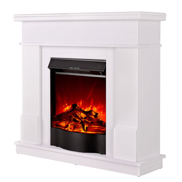 Camino Elettrico da Pavimento 100x103,4x30 cm Effetto Fiamma 1600W Rodos & Corsica Bianco sconto