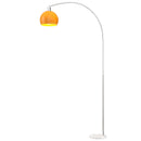 Lampada da Terra ad Arco 26x90x180 cm con Interruttore a Pedale e Base in Marmo Bianco e Arancione  
