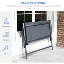 Sedia Panchina da Campeggio 2 Posti Pieghevole 118x65x96 cm in Acciaio e Tessuto a Rete Grigio