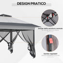 Gazebo Pieghevole con Prese d'Aria e Zanzariere 3,6x3,6m in Acciaio e Tessuto Oxford Grigio
