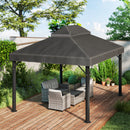 Copertura per Gazebo da Giardino 3x4 m a 2 Livelli in Tessuto Oxford 600D con Fori di Drenaggio Grigio Scuro      