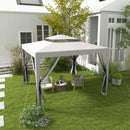 Gazebo da Giardino 3x3 m con Zanzariera Doppio Tetto e 8 Fori in Acciaio e Poliestere Grigio      