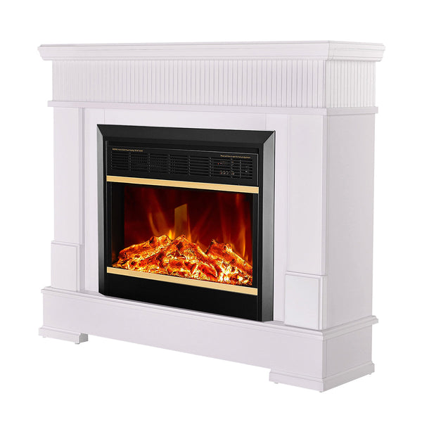 online Camino Elettrico da Pavimento 88,2x104,4x27,9 cm Effetto Fiamma 1500W Ideal & Mars Bianco