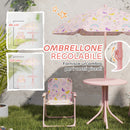 Set da Giardino per Bambini 2-5 Anni con Tavolino 2 Sedie e un Ombrellone Rosa    