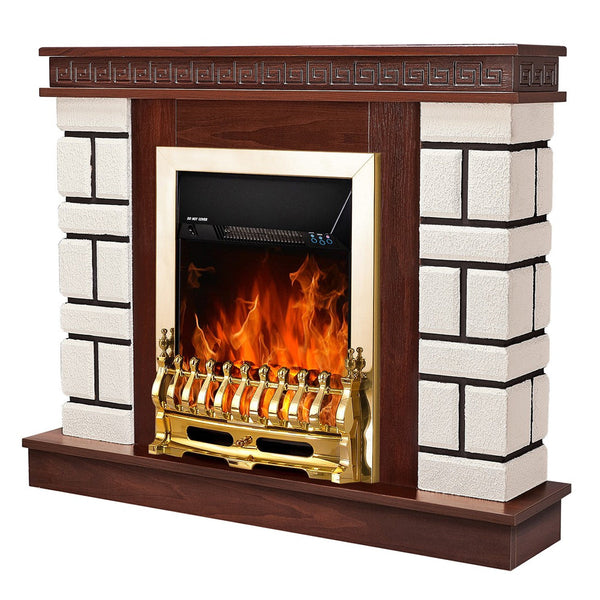 Camino Elettrico da Pavimento 87,4x108x24,5 cm Effetto Fiamma 2000W Nazarii mini & Galileo Gold Noce prezzo