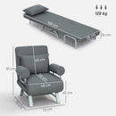 Poltrona Letto 3 in 1 con Schienale Reclinabile su 5 Livelli 73x78x81 cm in Tessuto Effetto Lino Grigio Scuro      