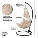 Sedia a Dondolo Amaca a Uovo con Cuscino in PE Effetto Rattan Ecru      