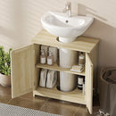 Mobile Sottolavabo 60x30x60 cm a 2 Ante con Ripiano Regolabile e Intaglio a U Rovere      
